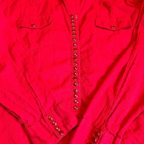 Scully- 100% cotton snap button down shirt western shirt in red - Picture 9 of 10